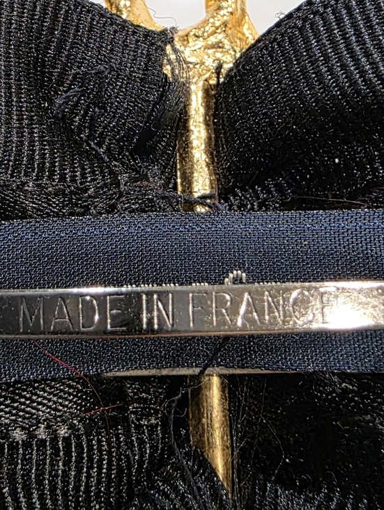VTG 80s Ginnie Johansen Black Grosgrain Bow Barrette Gold Filigree Made France main image 4